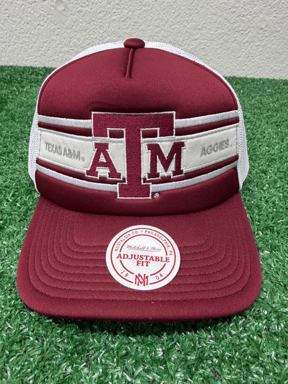 Mitchell & Ness Texas A&M Maroon and White Foam Trucker Hat